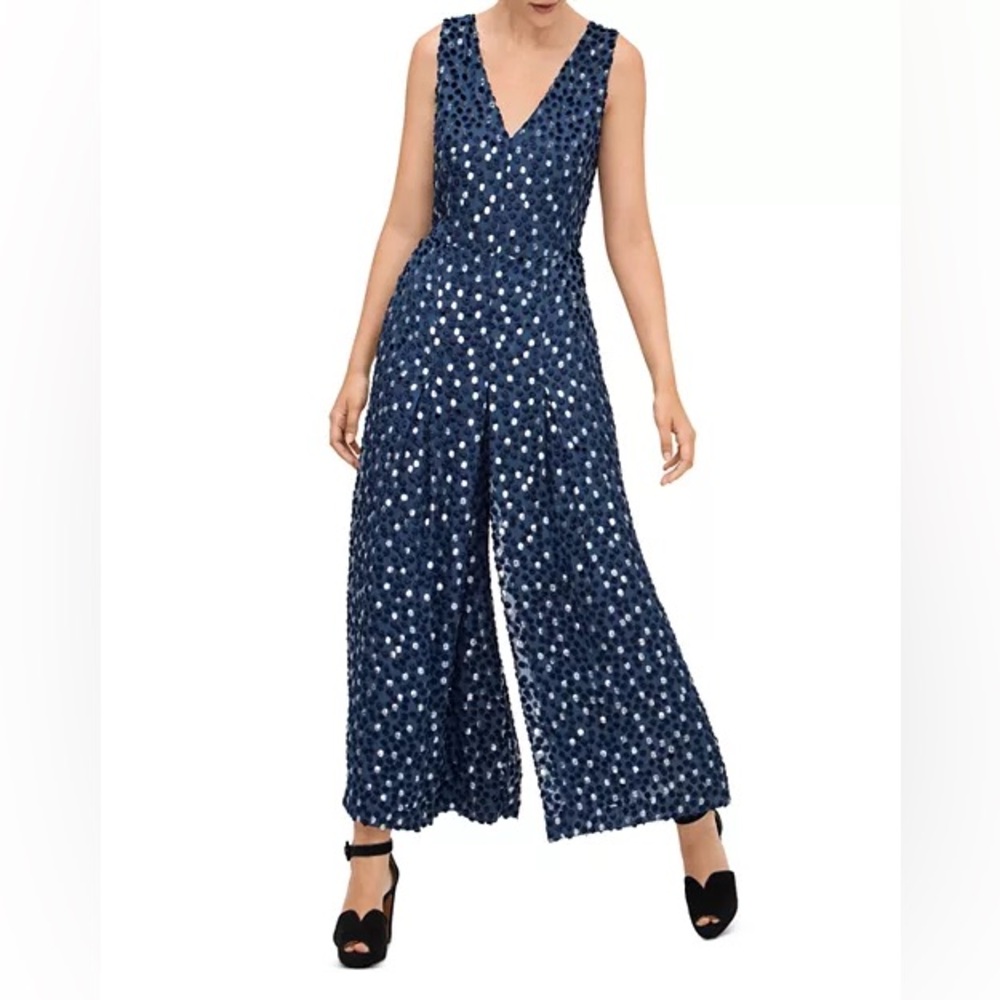 Kate Spade Scatter Dot Burnout Velvet Jumpsuit NWOT Size 4